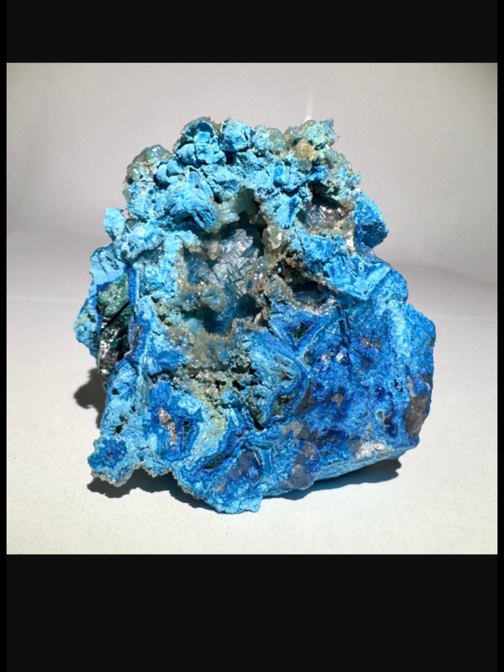 Spectacular Shattuckite Over Quartz Display Specimen 2 Inch Free Standing